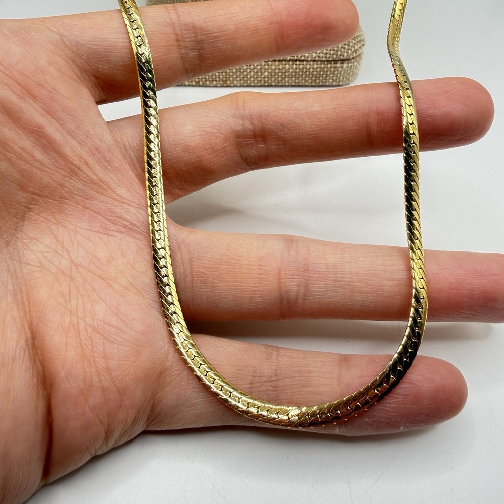 Vintage Napier Gold Tone Chain Necklace Flat Link Clasp 28"